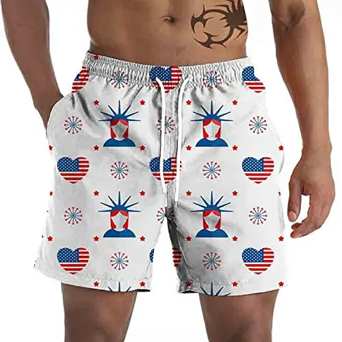 Mens Swim Trunk Swimwear Bathing Suit Swim Brief Plain Shorts Casual Straight-Fit Beach Pants Work Activewear Shorts Blue Latest