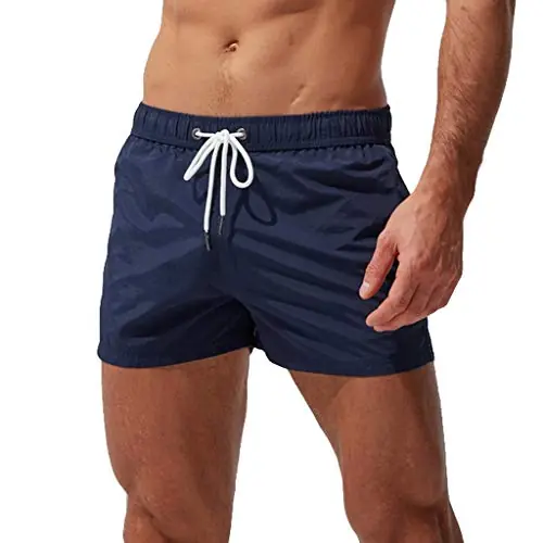 Mens Swimming Trunks Swim Trunks Quick Dry Cotton Boxer Shorts Athletic Fit Beach Pants Gym Practice Outdoor Shorts Navy Wholesale