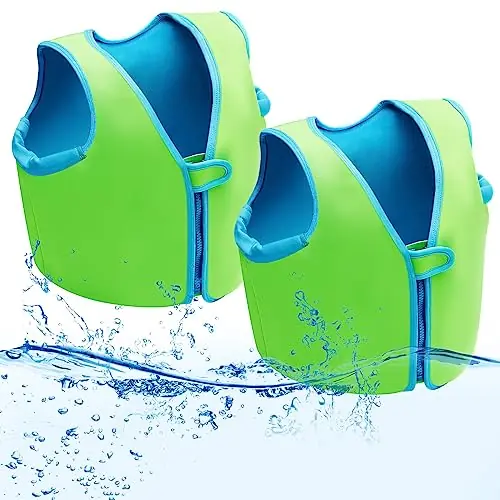 Meooeck 2 Pcs Kids Swim Vest 5 to 8 Years Old Kids Swim Trainer Vests Green Portable Zippered Swimming Aid for Sport Girls Boys Activities Water Training Kayaking While Supplies Last