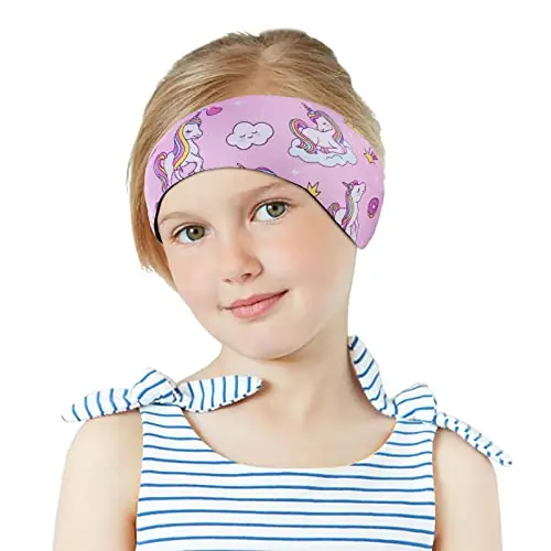 Mega Sale MoKo Swinmmers Headband for Kids, Lovely Swimming Headband Ear Band for Kids Keep Water Out Waterproof Ear Protection Band for Bathing Swimming Ear Band for Kid Age 4-17 M Size, Pink Unicorn