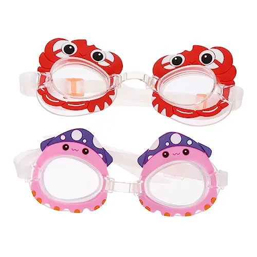 Parliky 2 Pairs Children’s Swimming Goggles Children Glasses Kid Goggles Kid Swim Goggles Waterproof Eyewear Goggles Cycling Sunglasses Goggles for Bike Cartoon Suction Card Pvc Next Day Delivery