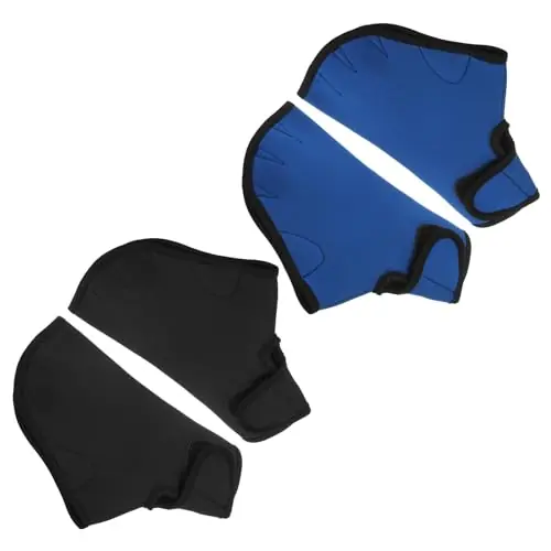 PATIKIL Webbed Swim Gloves, Unisex Swimming Resistance Gloves Water Resistance Training Accessories for Swimming and Diving, M, Blue, Black Popular