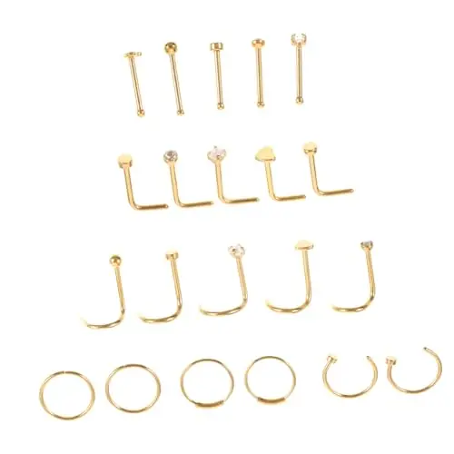 PRETYZOOM 21 Pcs Nose Set Body Jewelry Piercing Nose Pierced Ring Nose Piercing Ring Jewelry Nose Piercing Jewelry Nose Ring Nose Piercings Ring Jewelry Nose Hoop Nose Piercing Rings Fast Shipping