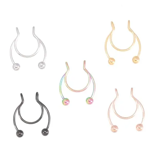 Free Shipping PRETYZOOM 5pcs Piercing Nose Ring Fashion Jewelry for Women Fashion Ring Body Piercing Screw Rings Body Piercing Jewelry Stainless Rings for Women Earring Puncture Stainless Steel Miss