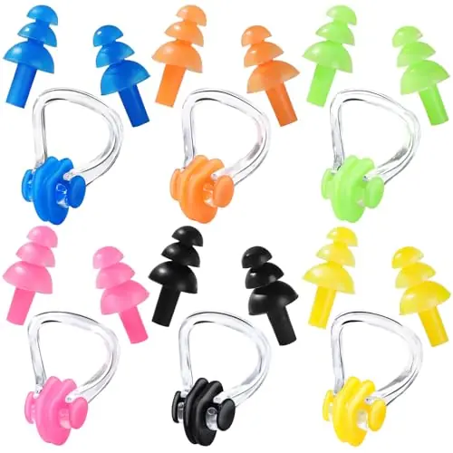 Worldwide Shipping Sets Waterproof Silicone Swimming Earplugs Nose Clip Plugs, HNYYZL 6 Sets Waterproof Reusable Silicone Swim Earplugs for Swimming Surfing Snorkeling and Other Water Sports
