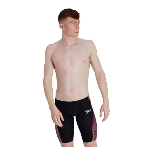 Fresh Stock Speedo Limited Edition Fastskin LZR Intent Printed Jammer, Black/Red, 25