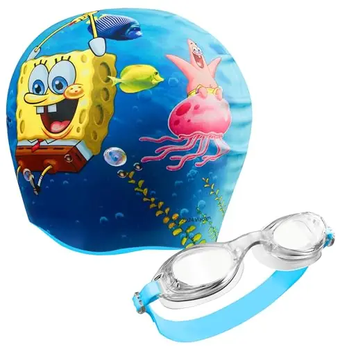 Budget SpongeBob Squarepants Children’s Swimming Goggles and Swim Cap Set Anti-Fog UV Protection