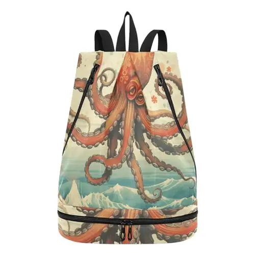 Price Cut Swim Bag Gym Bag for Women Men, Boho Octopus Beach Beach Backpack with Wet Dry Compartments for Swimming Gym