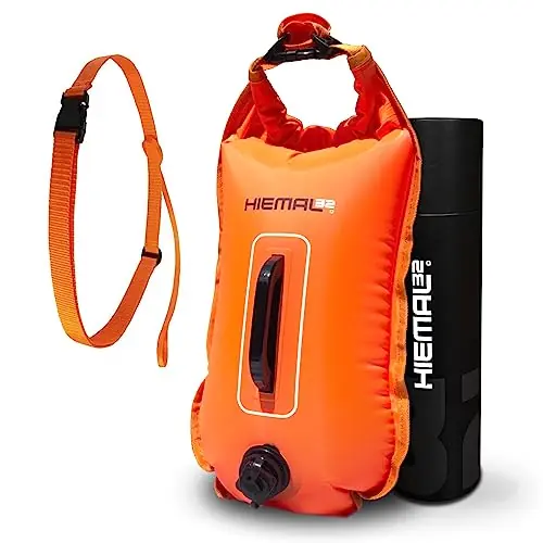Swim Buoy for Open Water with Dry Bag 15L – Fully Waterproof Swim Bubble – Be Safe with Higher Visibility, Toughened Nylon and Rest Handle Swimming Buoy – Open Water Swim Buoy for all Season Swimmers Direct From Factory