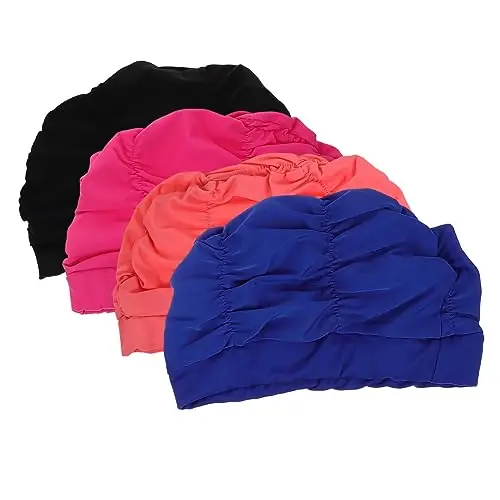 Same Day Shipping Toddmomy Hats 4pcs Ladies Fashionable Colorful Swimming Cap Women’s Swim Cap Large Comfortable Wear-Resistant Nylon Hat for Swimming Summer Swim Cap for Women Miss Hair Care Shower Caps