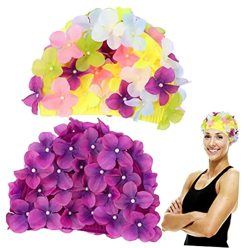 Toddmomy Women Swimming Caps 2 Pcs Flower Swimming Cap Flower Swim Caps for Women & Children – Fabric, Petal, & Shower Cap Nylon Fabric Girl Child Swimming Equipment European Fashion In Demand
