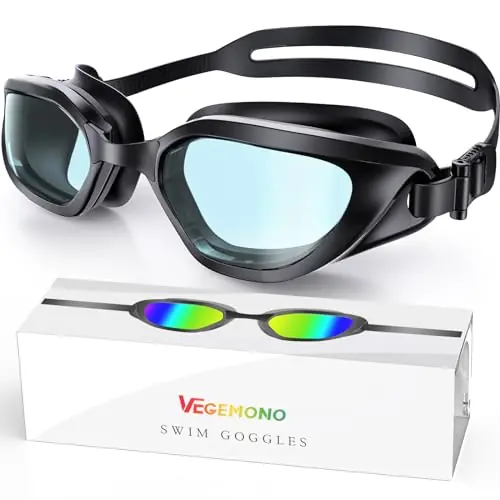 Vegemono Swim Goggles, Polarized Swimming Goggles for Adults, Anti-Fog UV Protection Pool Goggles for Men Women Youth-Clear Blue Save Now