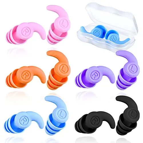 Wettarn 5 Pairs Ear Plugs for Swimming Waterproof Silicone Reusable Swim Earplugs Swimming Earplugs Noise Canceling Earplugs with Case for Adults Swimmers Pool Surfing Shower Sleeping, 5 Colors Get Yours