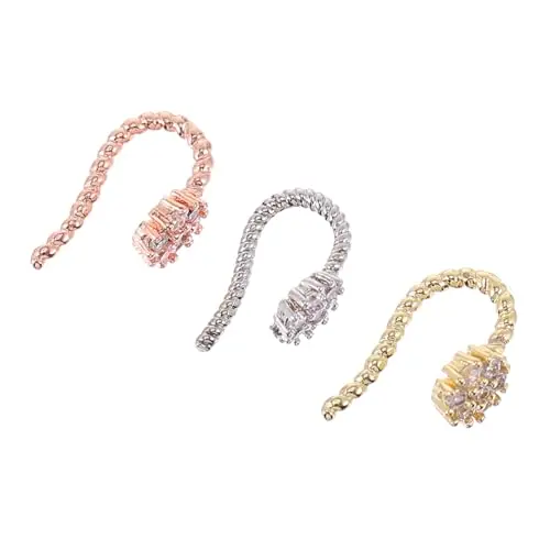 WOFASHPURET 3pcs Nose Clip Nose Jewelry for Women Lady Nose Rings Nose Studs Women’s Jewelry Nose Septum Rings Fake Nose Rings Nose Hoop Rings for Women Decorate Perforation Copper Miss Original