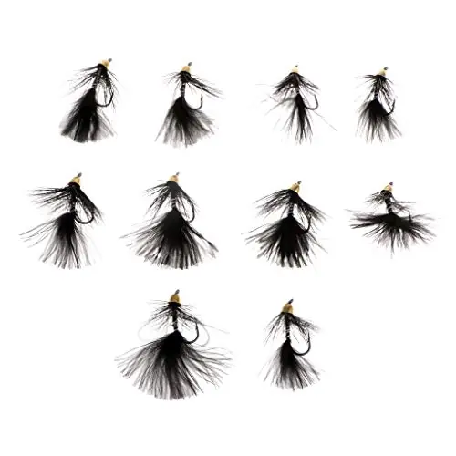 One Day Deal 10pcs 3.7cm Wooly Black Sinking Wet Bass Trout Fishing Flies