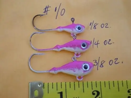12 PCS. ULTRA MINNOW JIG LURE 3/8,1/4,1/8 OZ #1/0 WITH TWO EYES/PINK/WHITE 4 EA. for Toothy Critters, Rigging Baits and Lures for Saltwater & Freshwater.… Bargain