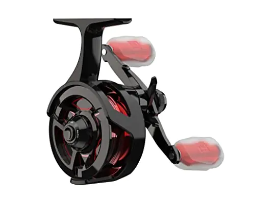 13 FISHING – Descent Aluminum – Inline Ice Fishing Reel – 2.7:1 Gear Ratio – Left Hand Retrieve (Aluminum Spool Gen 2 Design) – D2AL-2.7-LH, Black/Red Best Price