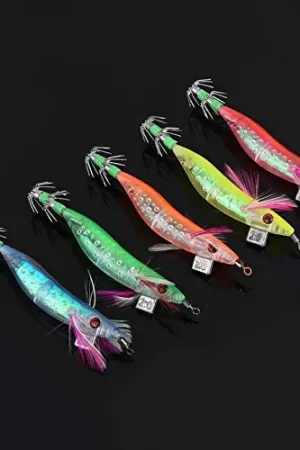 3D Lifelike Fish Eyes Luminous Squid Jigs Shrimp Baits Hook Set of 5 for Perch Mandarin Fish Fishing Buy Today