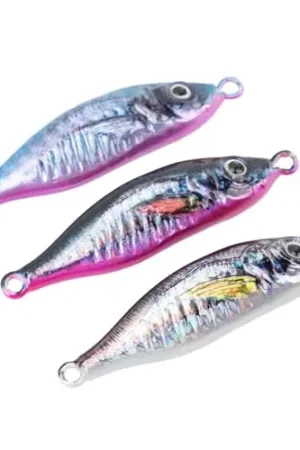 3Pcs Metal Jig Lures, Slow Shore Hard Bait 3D Printing Casting Metal Plate 40g for Freshwater Fishing Today Only