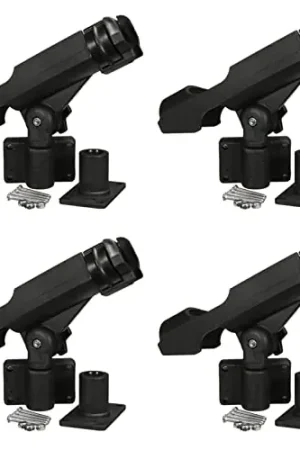 4 Pieces of Adjustable Side Rail Brackets Suitable for Kayaking Boat Fishing Rod Rod Bracket Fishing Tackle Kit Fishing Accessories Black Sale