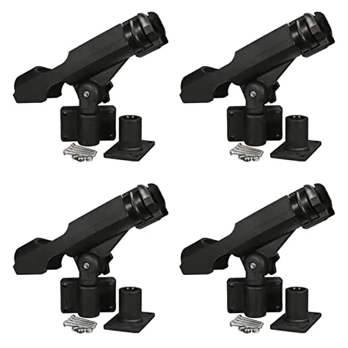 4 Pieces of Adjustable Side Rail Brackets Suitable for Kayaking Boat Fishing Rod Rod Bracket Fishing Tackle Kit Fishing Accessories Black Sale