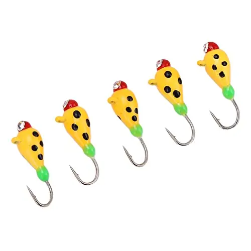 5 Pcs Ice Fishing Jigs Kit, Ice Fishing Lures Set, Jigs Head Hooks for Walleye Panfish Crappie Perch, Winter Ice Fishing Gears Ice Fishing Tackle Box, High Carbon Steel Fishing Reduced Price