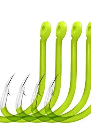 50pcs Luminous Fishing Hooks Fishhooks Accessories Lures Carbon Steel Fishing Jigs #8 / #9 / #10 / #11 / #12 for Saltwater Fishing(with hole-10) Hassle-Free Returns