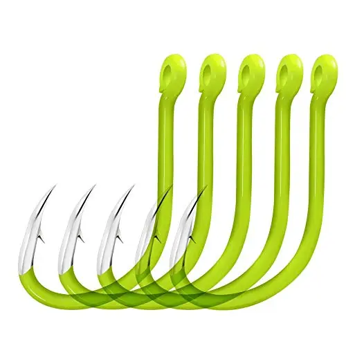50pcs Luminous Fishing Hooks Fishhooks Accessories Lures Carbon Steel Fishing Jigs #8 / #9 / #10 / #11 / #12 for Saltwater Fishing(with hole-10) Hassle-Free Returns