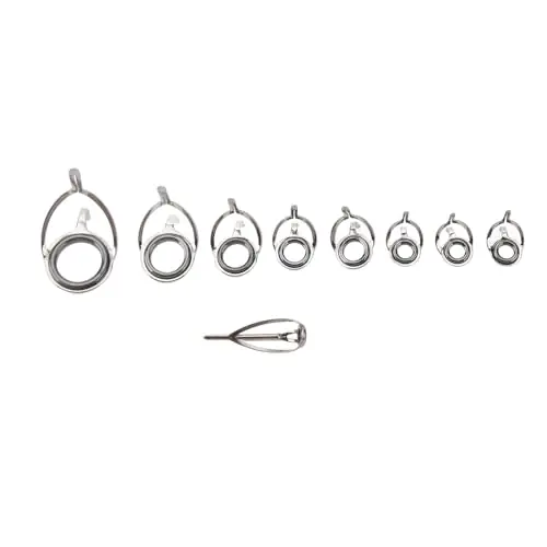 Get Yours 9 Piece Fishing Rod Tip Repair Kit, Metal Ceramic Guide Ring Fishing Rod Eyelet Repair Kit, Comprehensive Rod Hole Replacement Supplies for Any Fishing Rod