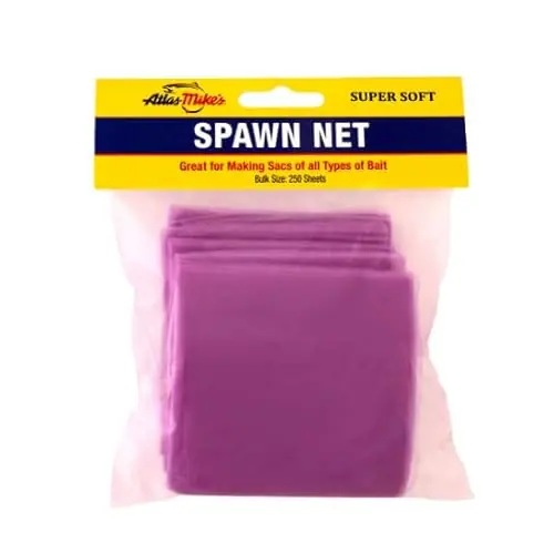 Professional Grade ATLAS Spawn NET 4″ X 4″ Squares – Ideal for Bait Sacs – Salmon Eggs, Liver, Soft & Cut Bait – Versatile Aquatic Mesh for Fishing Enthusiasts – Premium Quality for Successful Fishing Ventures – Purple