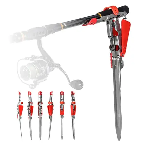 Don’t Miss Out Automatic Spring Fishing Rod Holder Stainless Steel Fishing Pole Holder for Ground Support Adjustable Sensitivity Folding Fishing Pole Rack Rod Racks