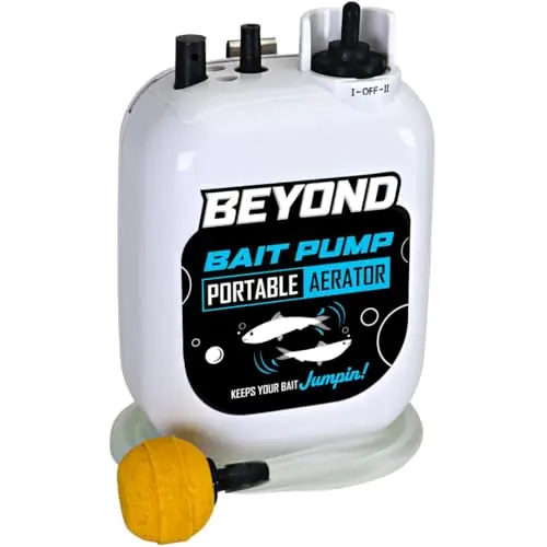 Beyond Bait Pump Portable Live Bait Aerator – Long Lasting Battery Powered Bubbler -Water Resistant Design- XL Air Stone Keep Your Bait Alive Longer Save Now