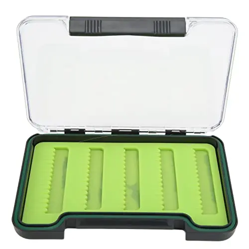 Clearance BORDSTRACT Fly Fishing Box, Waterproof, Transparent, Impact Resistant, Portable Fishing Hooks Case, with Silicone Compartments