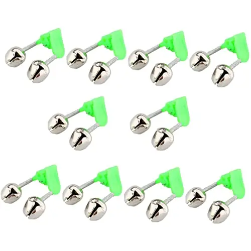dsbdrki Fishing Bells Rod Alarm Clamp Ring Fish Bite Clip Dual Metal Portable Accessory for Night Sea Fishing 10CPS Fishing Rod Bell Genuine
