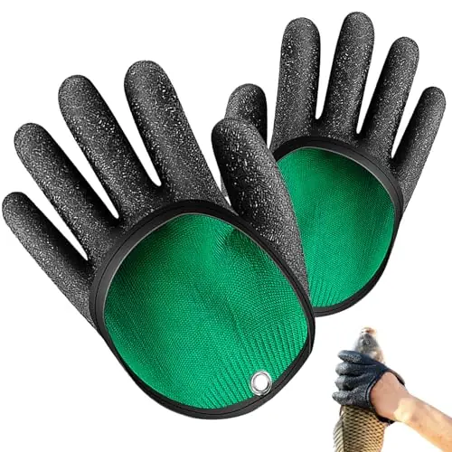 Fan Favorite dsbdrki Fishing Gloves 1 Pair 7.48 inch Waterproof Bite Resistant Non Slip Latex Coating Large Caliber Anti Cut Gloves Fish Catching Gloves for Hunting Hiking
