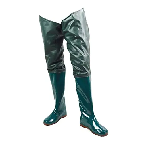 dsbdrki Fishing Hip Waders Non-slip Waterproof PVC Wading Trousers with Buckle Boots Breathable Hip Boots Green Size 44 1Pair Fishing rain boots Top Rated