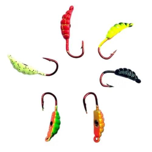 Viral dsbdrki Ice Fishing Jigs Winter Metal Fishing Lures Bait with Single Hook for Saltwater Freshwater Trout Bass 6PCS Fish Hook
