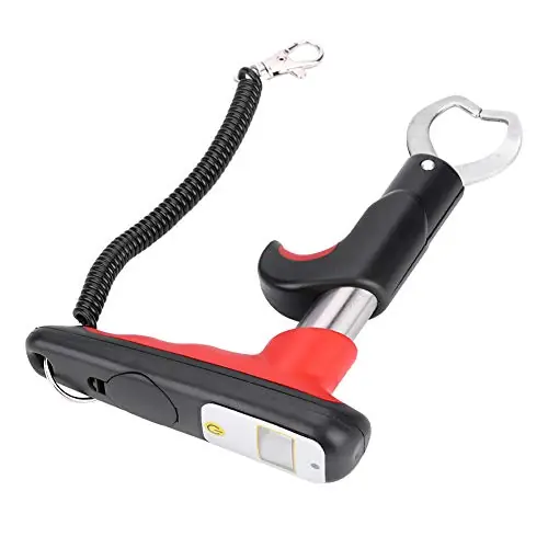equlup Stainless Steel Fishing Grips, Gun Type Plastic Handle Grippers with LED Digital Scale Fishing Pliers Hook Remover for Outdoor Fly Fishing Crafted