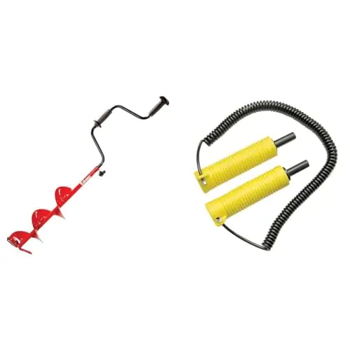 Direct From Factory Eskimo Hand Auger HD08 Hand Auger with 8″ Dual Flat Blades, Red & Frabill Deluxe Retractable Ice Picks