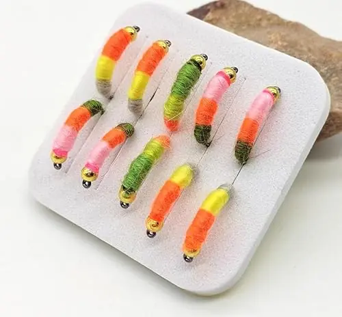 KTGCOZS Pack of 10 Fly Fishing Wet Soft Bait for Bass/Trout/Salmon Fly Nymph Flies 10#Hook Hair Hook Trusted Brand
