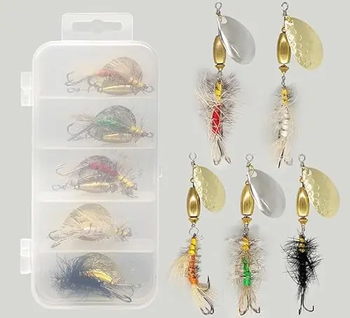 Get Yours KTGCOZS Pack of 5 Fishing Lures Spinnerbait Metal Hard Baits Crankbait Hooks 1/4oz Fly Spoon Trout Salmon Fishing Lure