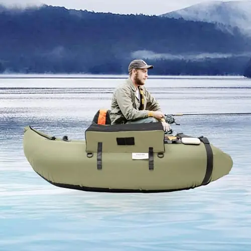 Popular LOHISHILO Outdoor Inflatable Fishing Boat,Portable Inflatable Float Tube,Fishing Float Tube 53.5 * 41.3 * 21 inch,Load Capacity 286.6Lbs,for Fishing/Rafting/Exploring, Green