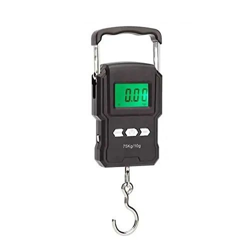 Get Yours Luggage Scale,Hanging Scale,Fishing Scale 165lb/75kg Backlit LCD Screen Electronic Balance Digital Fish Hook Hanging Scale with Measuring Tape Ruler for Fishing Kitchen