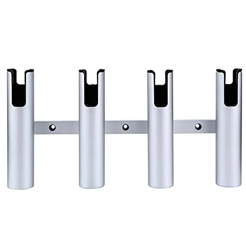 Direct From Factory Marinebaby Fishing Boat Rod Holder Aluminum, 4 Link Tube Aluminum Rod Rack, Suit Boats & Yacht ,Silver
