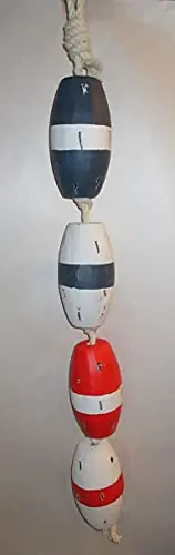 Super Sale Moby Dick 36 Inch String of 4 Wooden Buoys Fishing Floats Distressed Finish