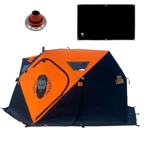 Authentic Nordic Legend Aurora Series Pop-Up Portable Ice Fishing Shelter (Aurora Lodge 6-8 Person Insulated)