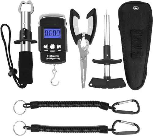 Save Now Number-one Fish Hook Remover Tool Aluminum Saltwater Fishing Pliers Set Include Fish Gripper Fishing Pliers Kit Fish Hook Separator Fishing Lanyard Electronic Scale Fishing Accessories Kit for Fishmen