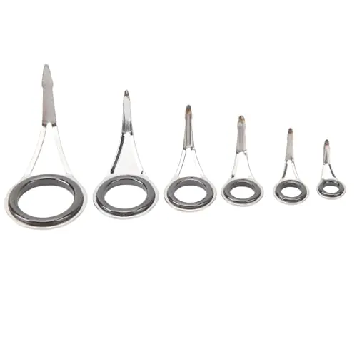 Modern PerGar 6 Piece Fishing Rod Guide Tip Repair Kit, Stainless Steel Fishing Rod Eyelets, Replacement Ceramic Ring Rod Guides, Ideal for Adult Fishing Kits, Rod Tip Repair and Replacement