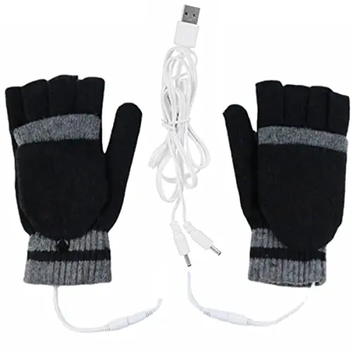 Petersty USB Electric Heated Gloves 2-Side Heating Convertible Fingerless Glove Mittens Waterproof Cycling Skiing Gloves New Arrival