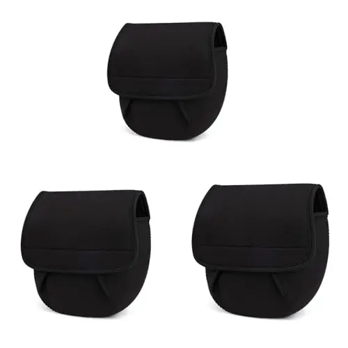 Playexen 3 Pack (S & M & L) Fishing Spinning Reel Covers Bag, Waterproof & Shockproof Fishing Reel Protective Case Breathable Casting Reel Cover Fit 1000-8000 Series Spinning Reels Premium